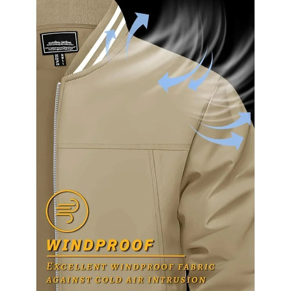 ❤️ Men's Bomber Jacket Lightweight Casual Spring Fall Windbreaker Zip Coat - Picture 3 of 8